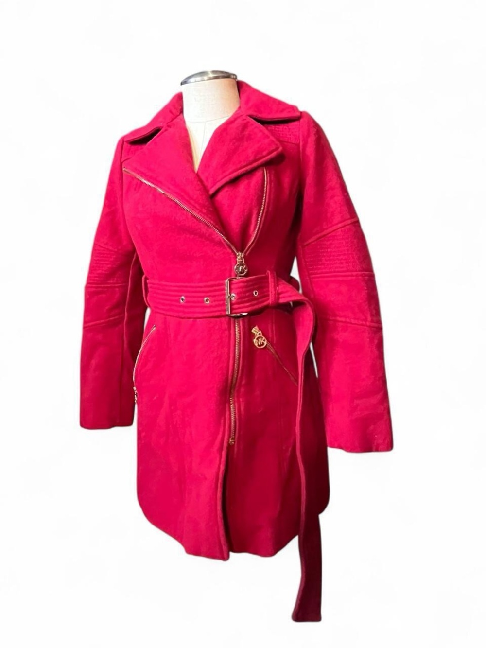 Michael Kors Hot Pink Suede Belted Trench Coat
